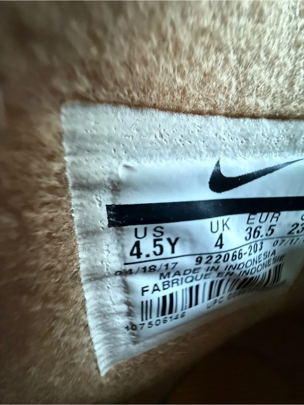 Nike Air Force 1 Tan Suede Boys 4.5/ Women’s size 6